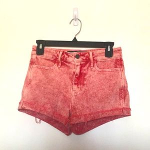Red jean shorts